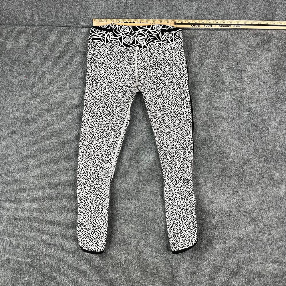 Athletic Leggings Womens Size S Black White Pattern Stretch Activewear